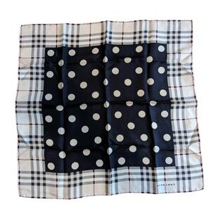Burberry Blue and White Polka Dot Plaid Scarf